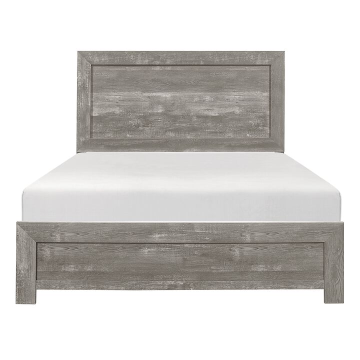 Eby King Size Bed, Rustic Farmhouse Style, Gray Finish Wood Veneer - Benzara