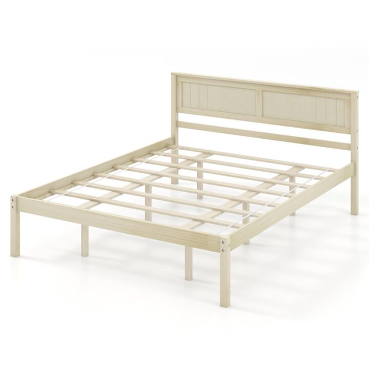 Hivvago Size Wooden Bed Frame with Headboard and Slat Support