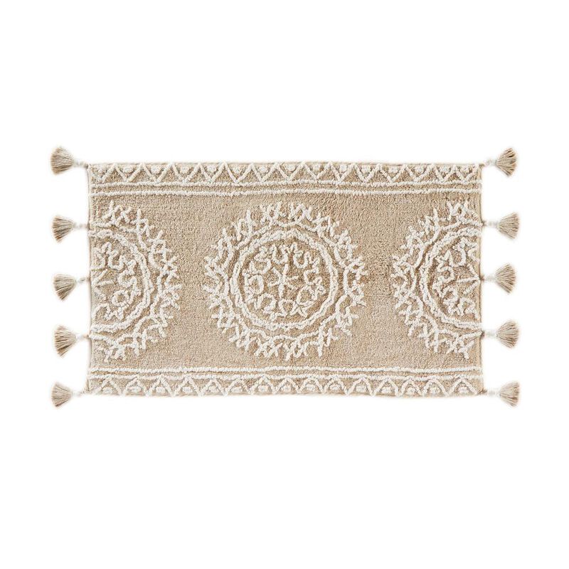Saturday Knight Ltd Medallia 2-Tone Medallion Design And Fun Bath Rug - 24x40", Natural