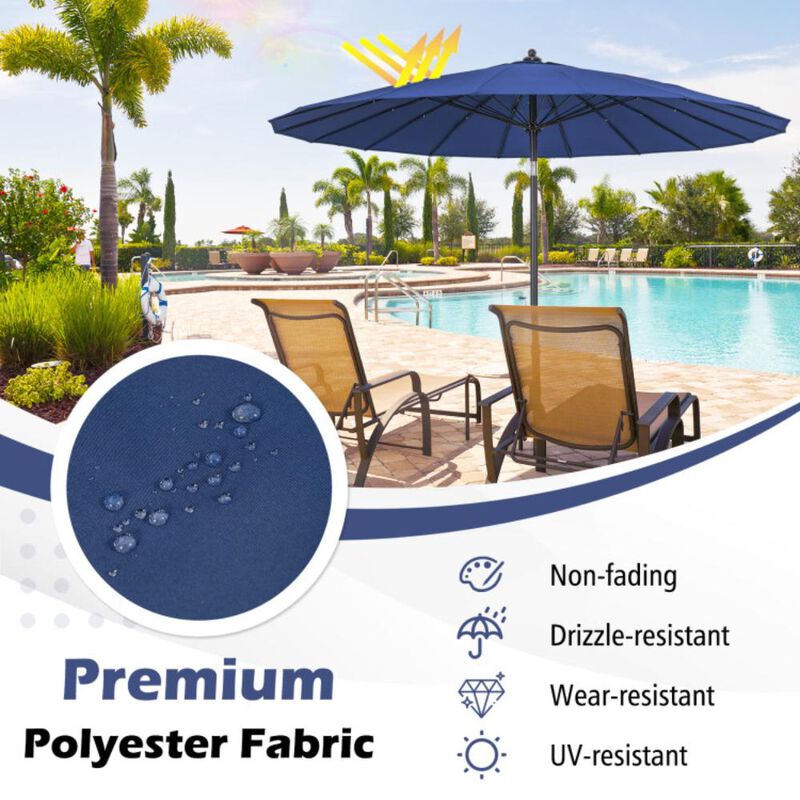 Hivvago 9 Feet Round Patio Umbrella with 18 Fiberglass Ribs