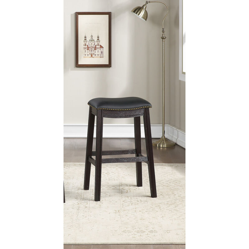 Black PU Upholstery Barstool, Set Of 2