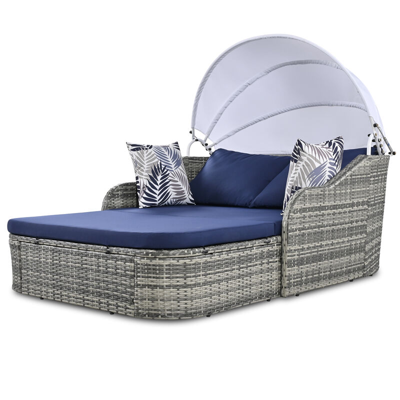 Merax Outdoor Sunbed with Adjustable Canopy