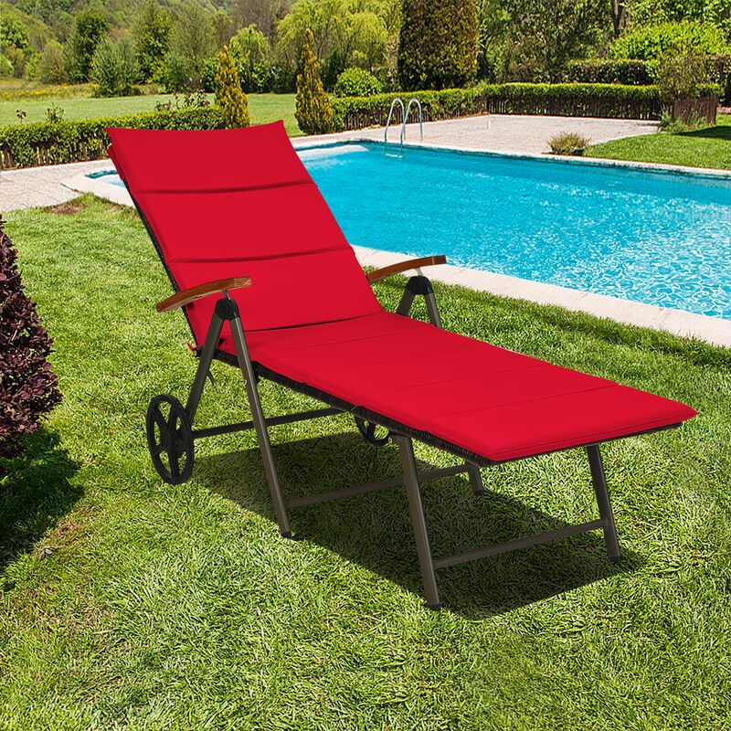 Outdoor Chaise Lounge Chair Rattan Lounger Recliner Chair