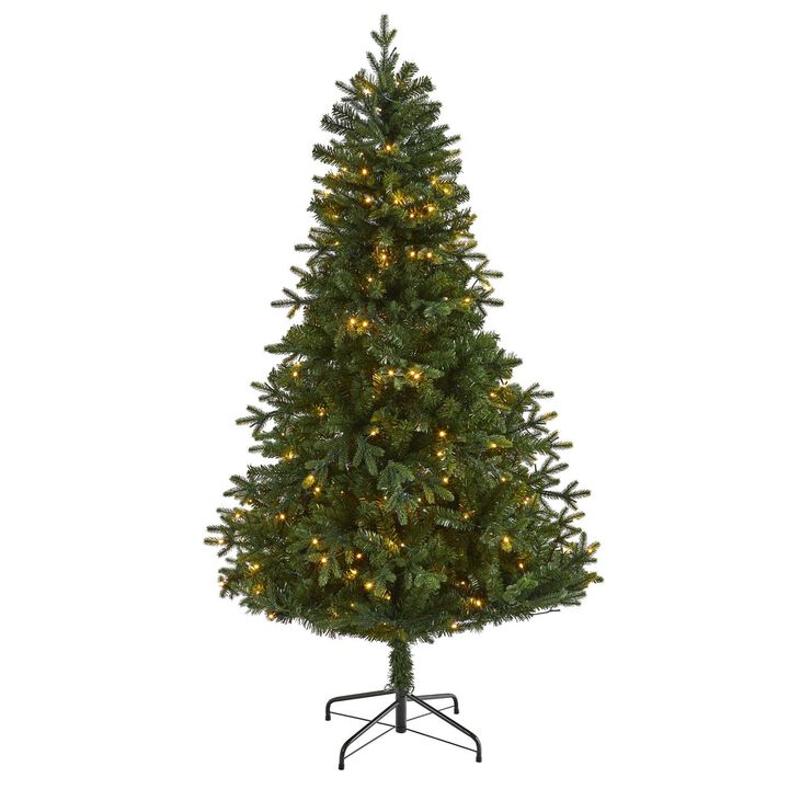 Nearly Natural Vermont Fir Artificial Christmas Tree with Clear LED Lights