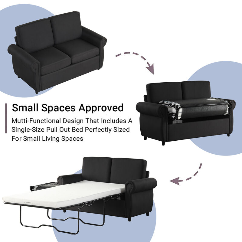 Merax Pull Out Sofa Bed Loveseat Futon with 2 USB Ports