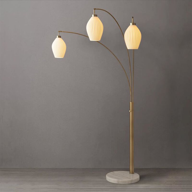 NOVA OF CALIFORNIA Santa Clara 3 Light Arc Floor Lamp - Weathered Brass