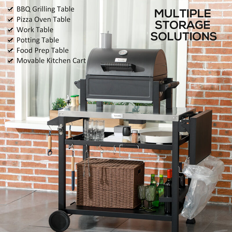 Streamdale Versatile Outdoor Grill Table with Adjustable Stainless Steel Surface