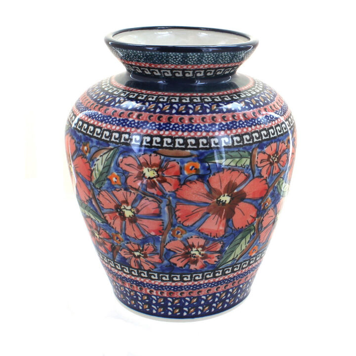 Blue Rose Polish Pottery Porcelain Vine Medium Vase