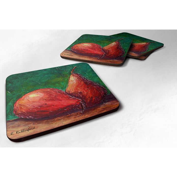 Caroline's Treasures RDR2008FC Pears Foam Coasters (Set of 4), 3.5 H x 3.5 W, Multicolor