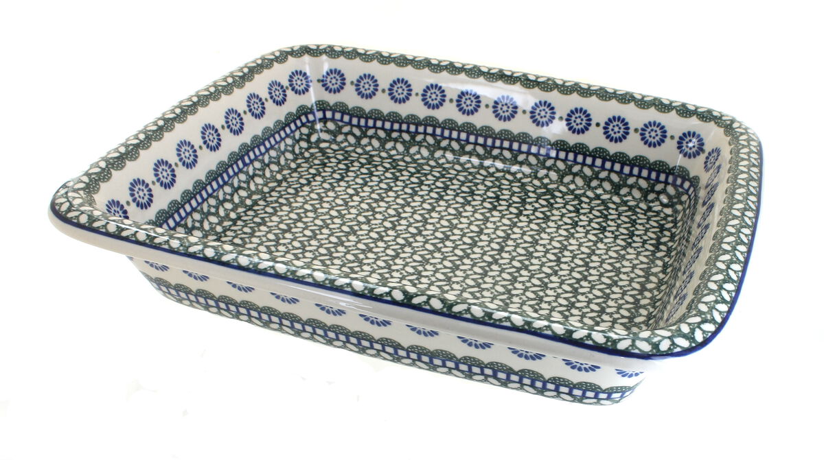 Blue Rose Polish Pottery Spring Tulip Large Rectangular Baker