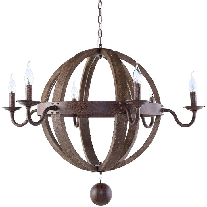 Modway EEI-1569 Catapult Modern Farmhouse Vintage Wood Chandelier in Antique Brass Antique Brass