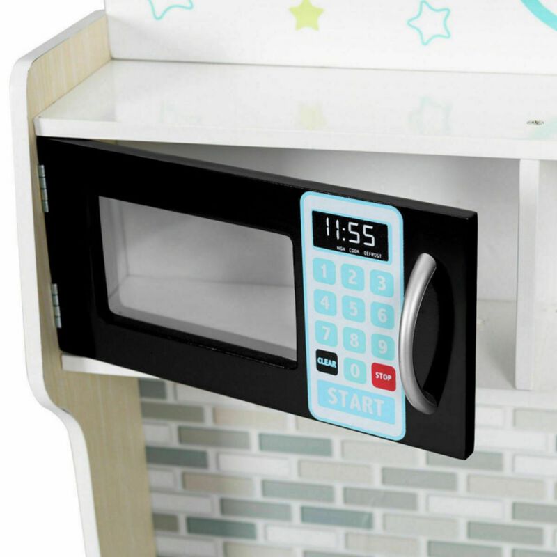 SUGIFT Kid's Wooden Pretend Cooking Play Kitchen Set