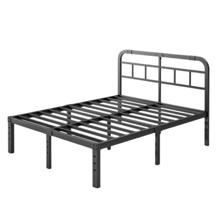 Hivvago King Size Heavy Duty Black Metal Platform Bed Frame with Headboard