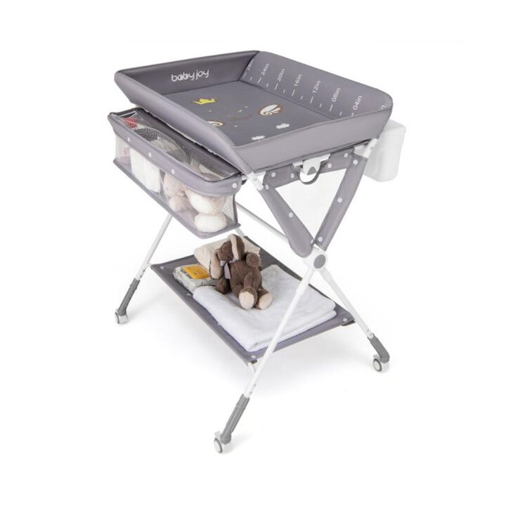 Portable Baby Changing Table with 3-Level Adjustable Height