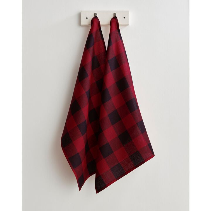 Solino Home 100% Pure Linen Kitchen Towels Set of 2 - 16.5 x 26.5 Inch | Buffalo Check