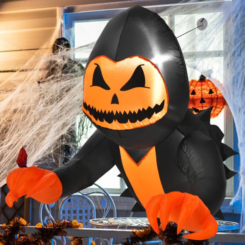 Hivvago 3.3 Feet Halloween Inflatable Pumpkin Head Ghost Broke Out from Window