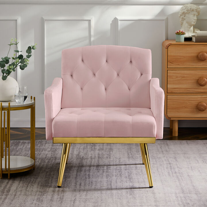 Velvet Armchair With Metal Legs