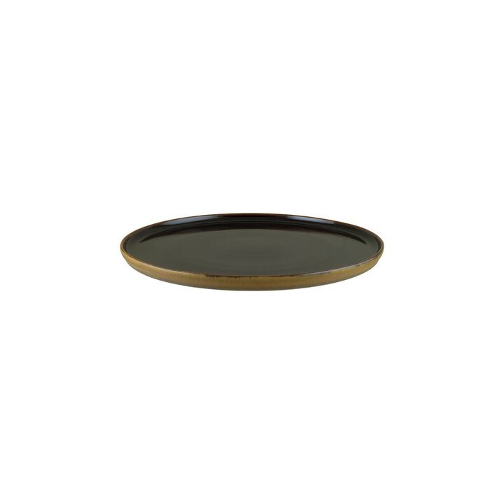 Sphere Earth dia.11" Round Brown Porcelain Plate