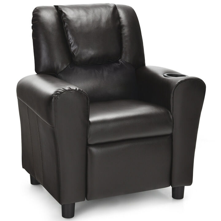 Children PU Leather Recliner Chair with Front Footrest