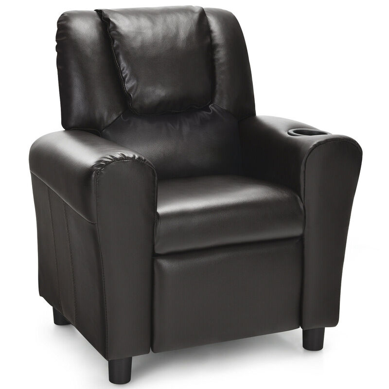 Children PU Leather Recliner Chair with Front Footrest