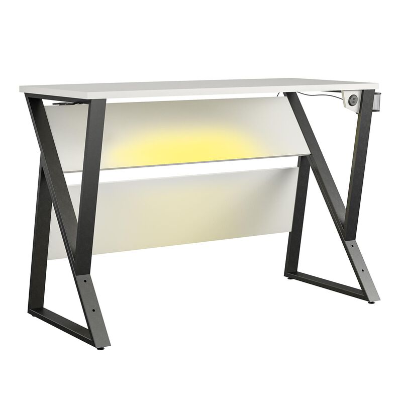 Ntense Genesis Adjustable Gaming Desk, White