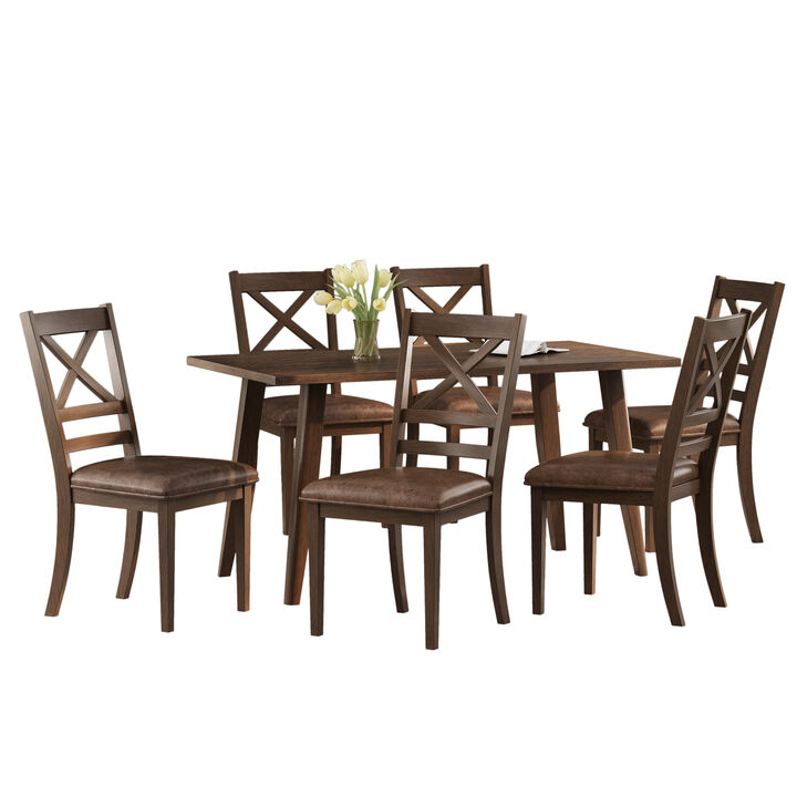 Merax Indoor 7 Pieces Wood Dining Set