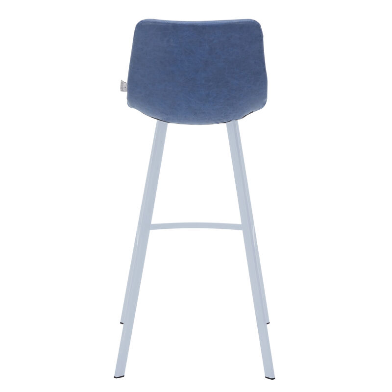 LeisureMod Elland Bar Stool – Modern White Base with Comfortable Padded Seat – Set of 2, Stylish and Durable