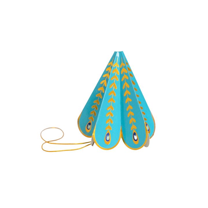 Peacock Folded Paper Party Hats (8)
