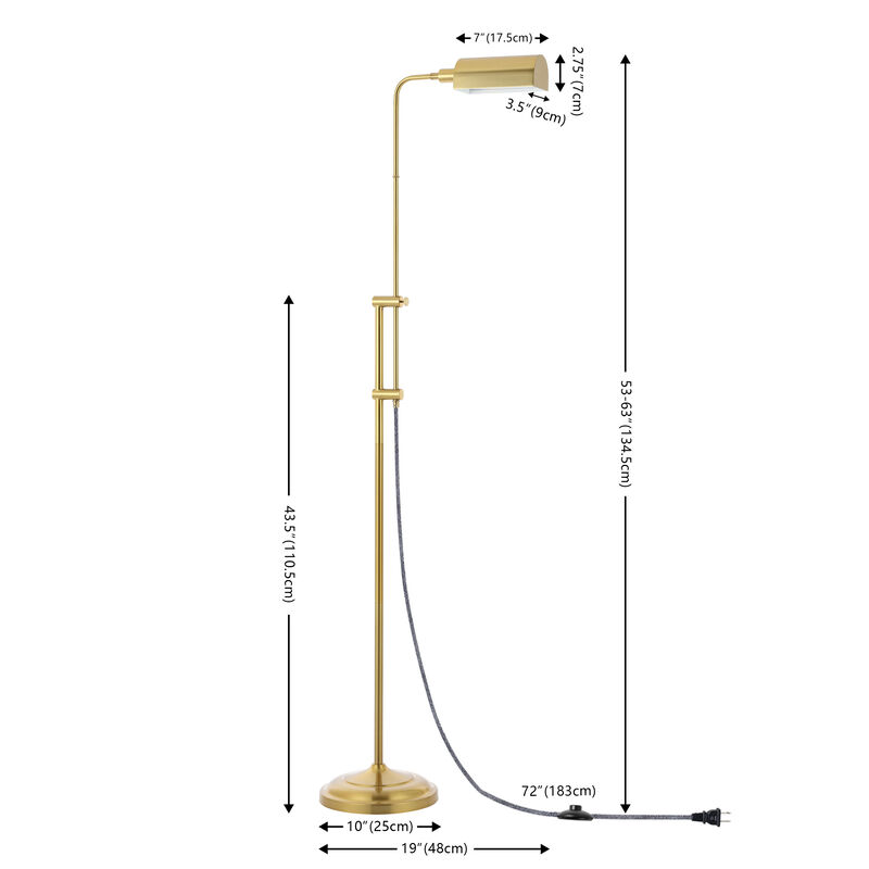 Zinnia Industrial Minimalist Height-Adjustable Iron Pharmacy LED Floor Lamp