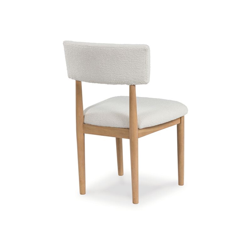 Awdyn Dining Side Chair Set of 2, Brown Solid Wood, White Seat Cushion - Benzara