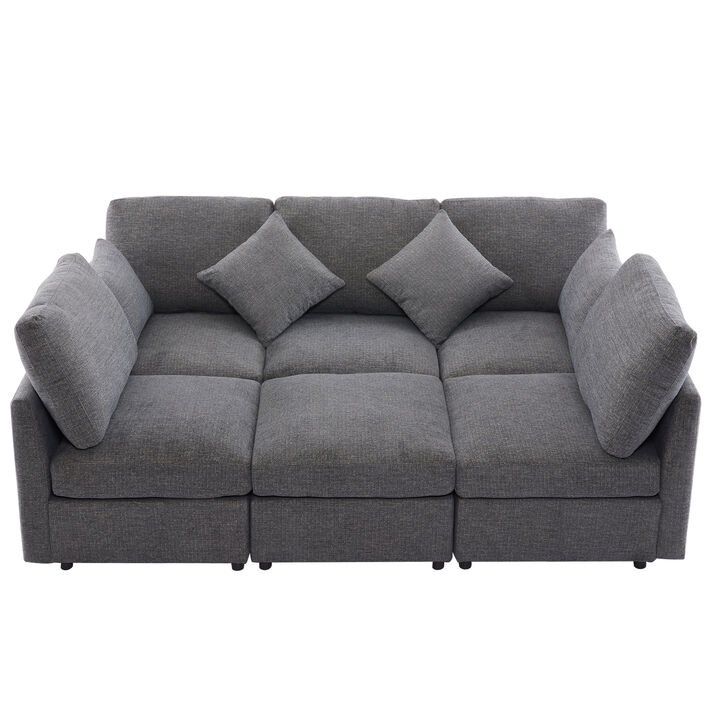 Merax Modular Sectional Sofa U-shaped Sofa with a Movable Ottoman