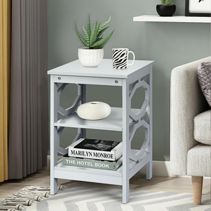 Hivvago 2 Pieces 3-tier Nightstand Sofa Side End Accent Table Storage Display Shelf