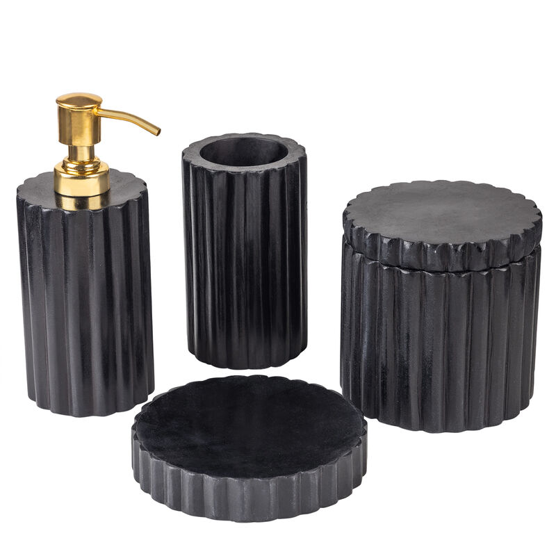 Roksana Black Marble Bath Accessories, Set of 4