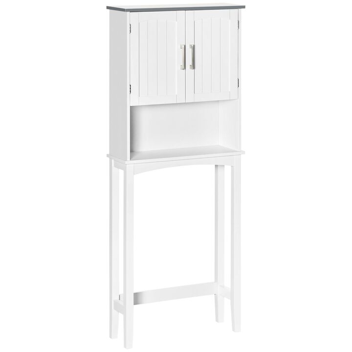 Grey Bathroom Organizer: Over Toilet Cabinet with Adjustable Shelves
