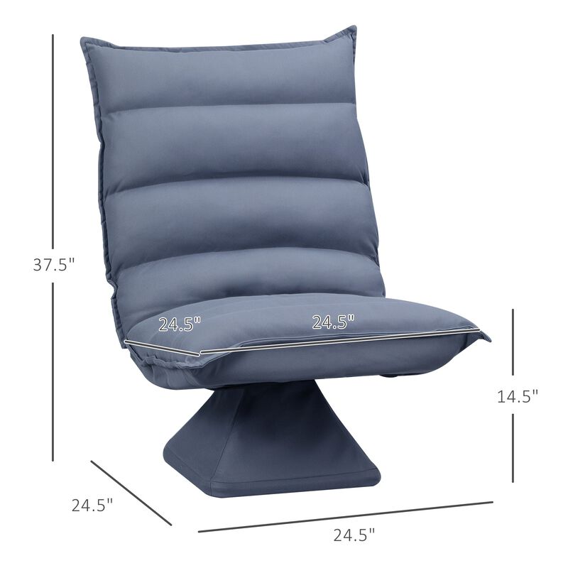 Grey Gaming Comfort: Adjustable Swivel Floor Chair with Back Support