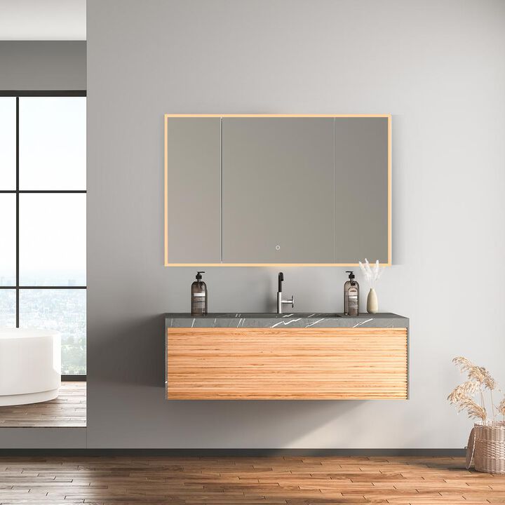 Altair Frameless Surface-Mount/Recessed LED Lighted Bathroom Medicine Cabinet