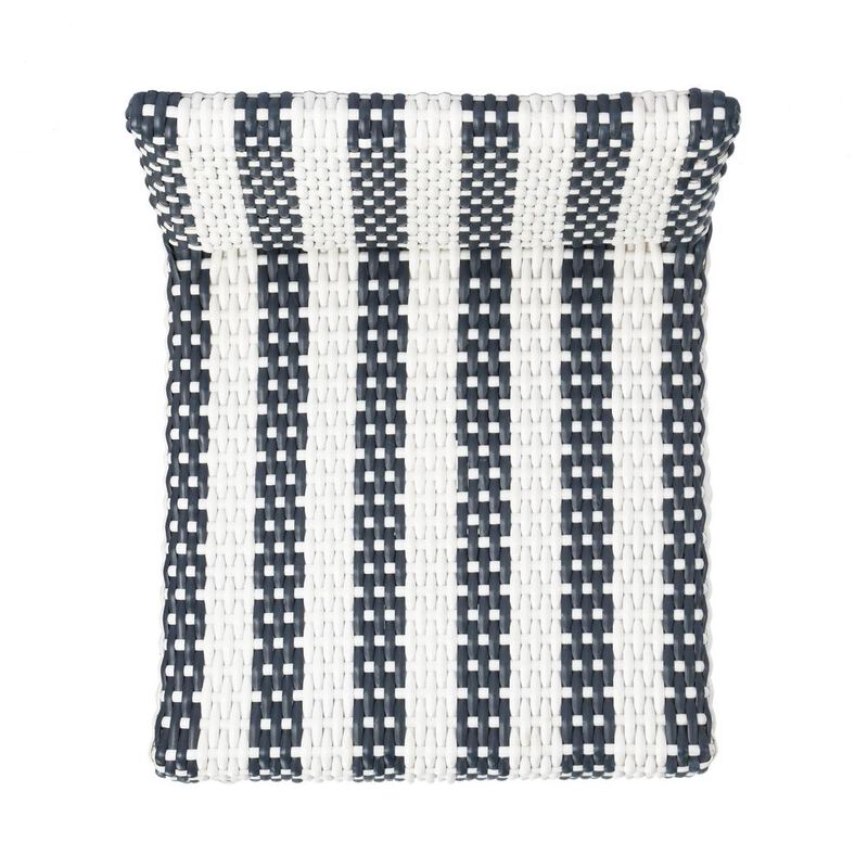 Butler Specialty Rectangular Rattan Low Back 24.5Counter Stool, White and Navy Stripe