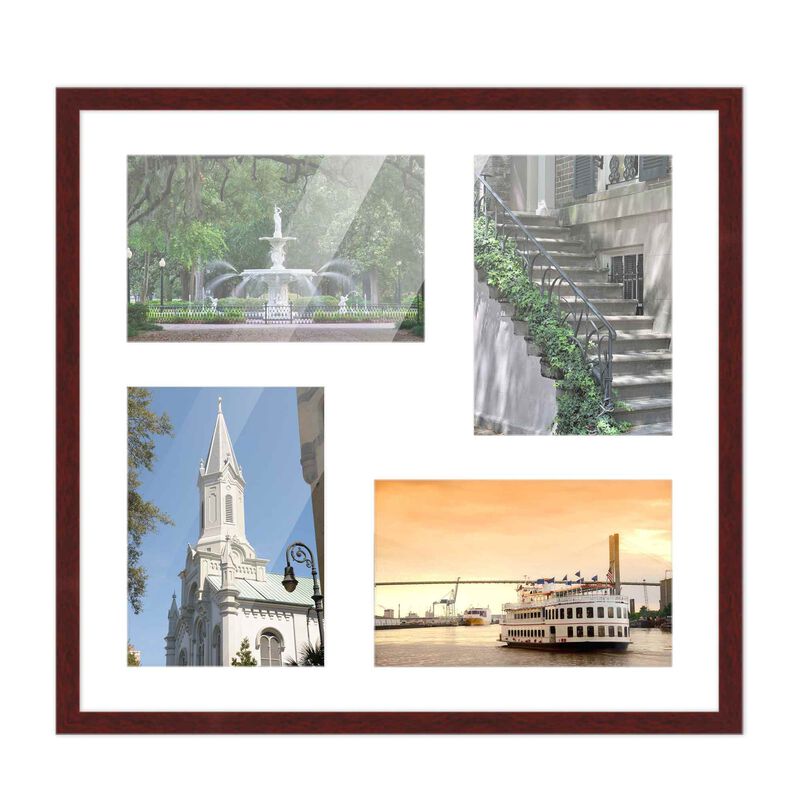 12x12 Wood Collage Frame with a White Mat for 4x6 Pictures