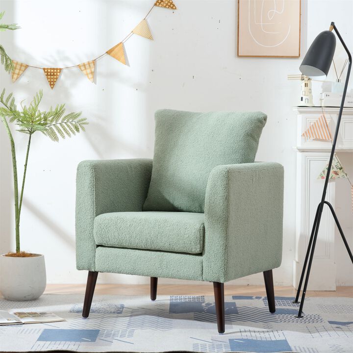 Mondawe Barrel Chair, Teddy Fabric Armchair Club Chair, Upholstered Accent Chair