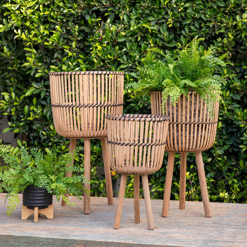 Bamboo Footed Planters, Natrl