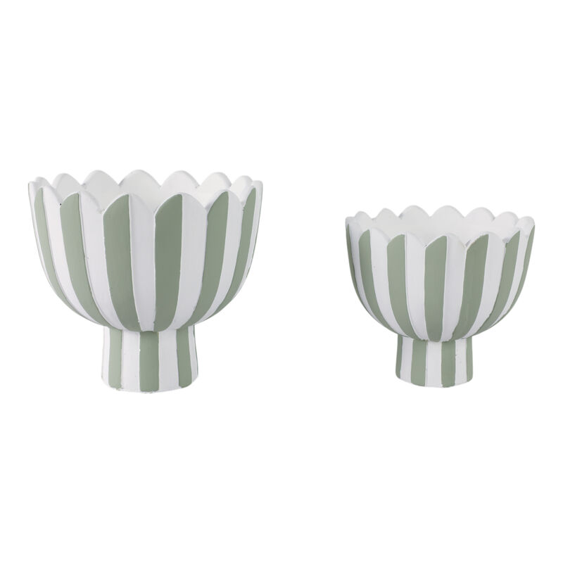 Scallop Edge Striped Planters Set