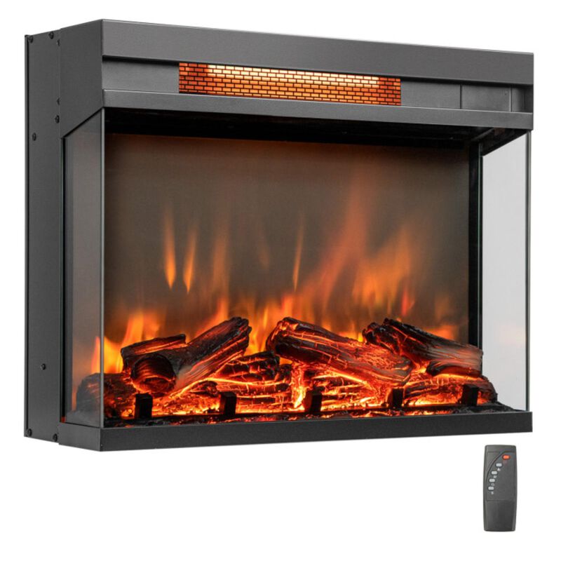 Hivvago 23-inch 3-Sided Electric Fireplace Insert with Remote Control-Black