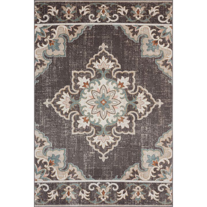Rustic Medallion Rectangular Outdoor Area Throw Rug