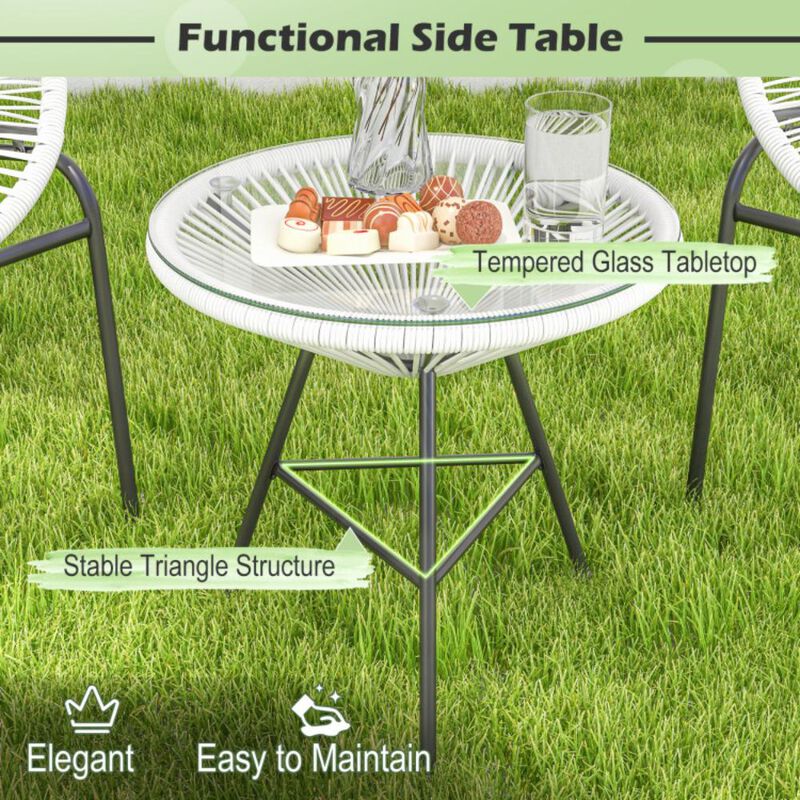 Hivvago 3 Pieces Patio Acapulco Furniture Bistro Set with Glass Table