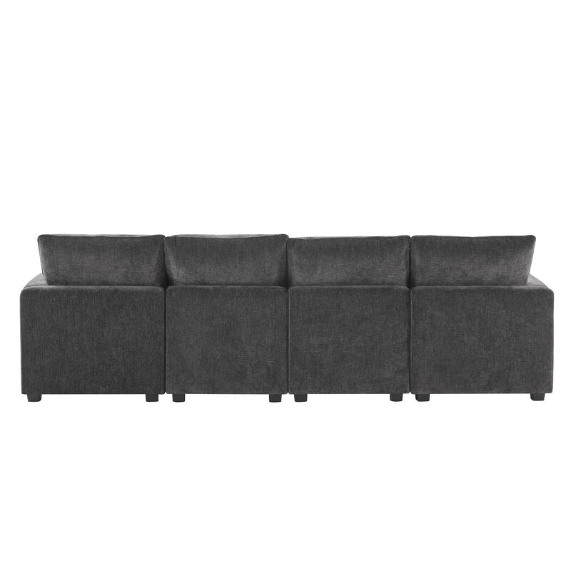 Merax Modern Modular Chenille Sectional Sofa with Pillows