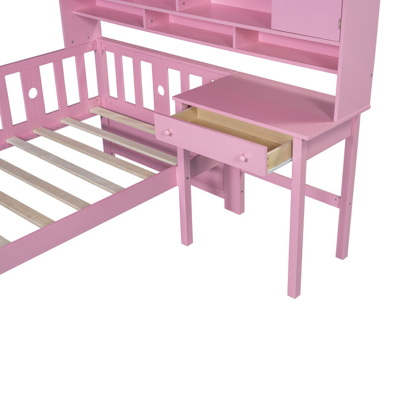 Merax Multifunctional Platform Bed with Desk and a Chair