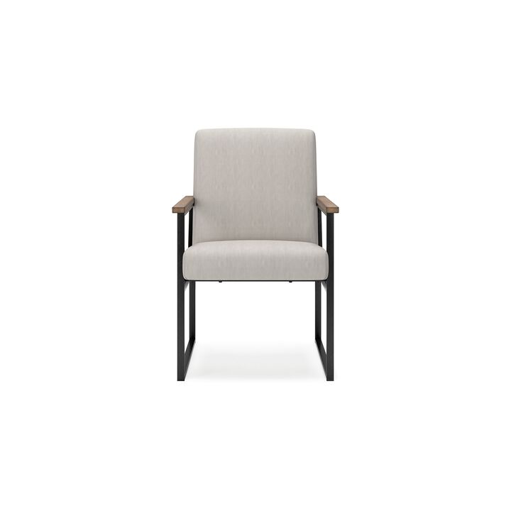 Tey Home Office Chair, Gray Padded Seat and Back, Black Metal Frame - Benzara
