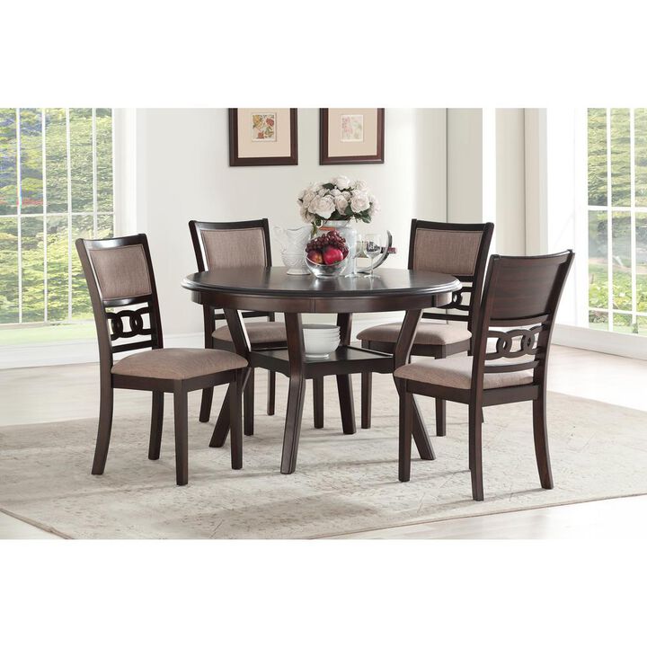 New Classic Furniture Gia 5-Piece 47 Wood Round Dining Set, Cherry
