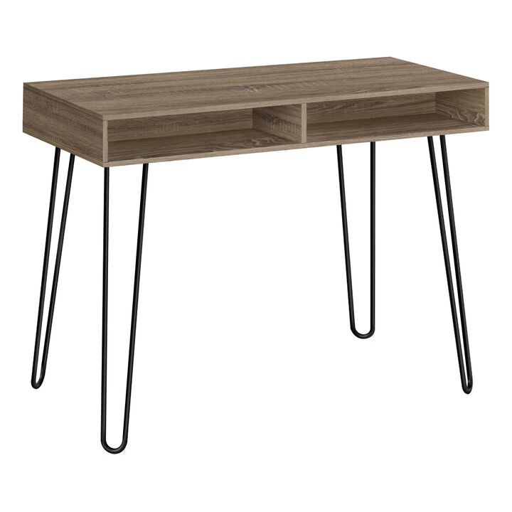 Monarch Specialties I 7772 Computer Desk, Home Office, Laptop, Left, Right Set-up, Storage Drawers, 40"L, Work, Metal, Laminate, Brown, Black, Contemporary, Modern