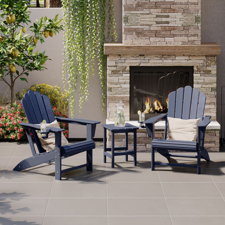 WestinTrends 3-Piece Outdoor Patio HDPE Adirondack Chair With Cup Holder and Table Set